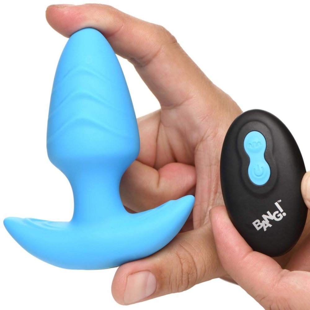 Vibrating Butt Plugs & Probes | Rechargeable Rotating & Vibrating Silicone Butt Plug With Remote – Blue