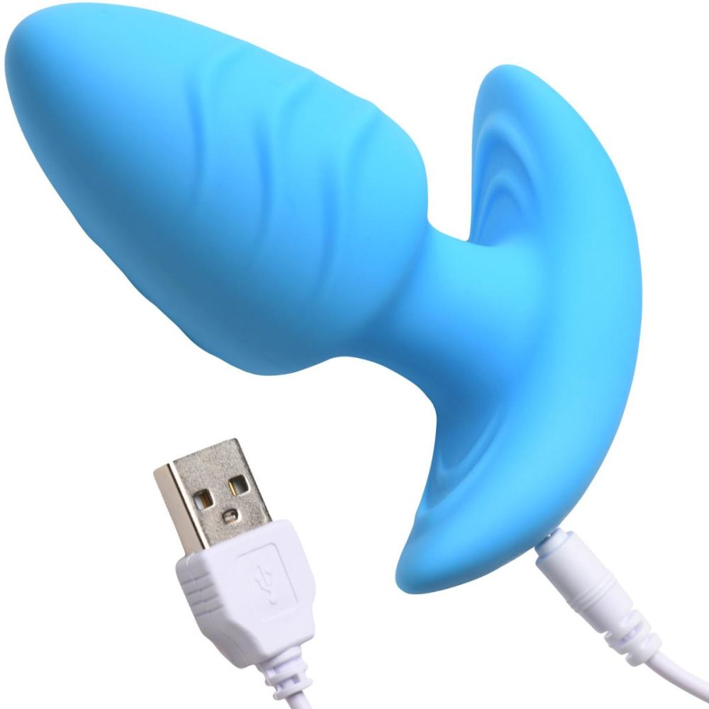 Vibrating Butt Plugs & Probes | Rechargeable Rotating & Vibrating Silicone Butt Plug With Remote – Blue