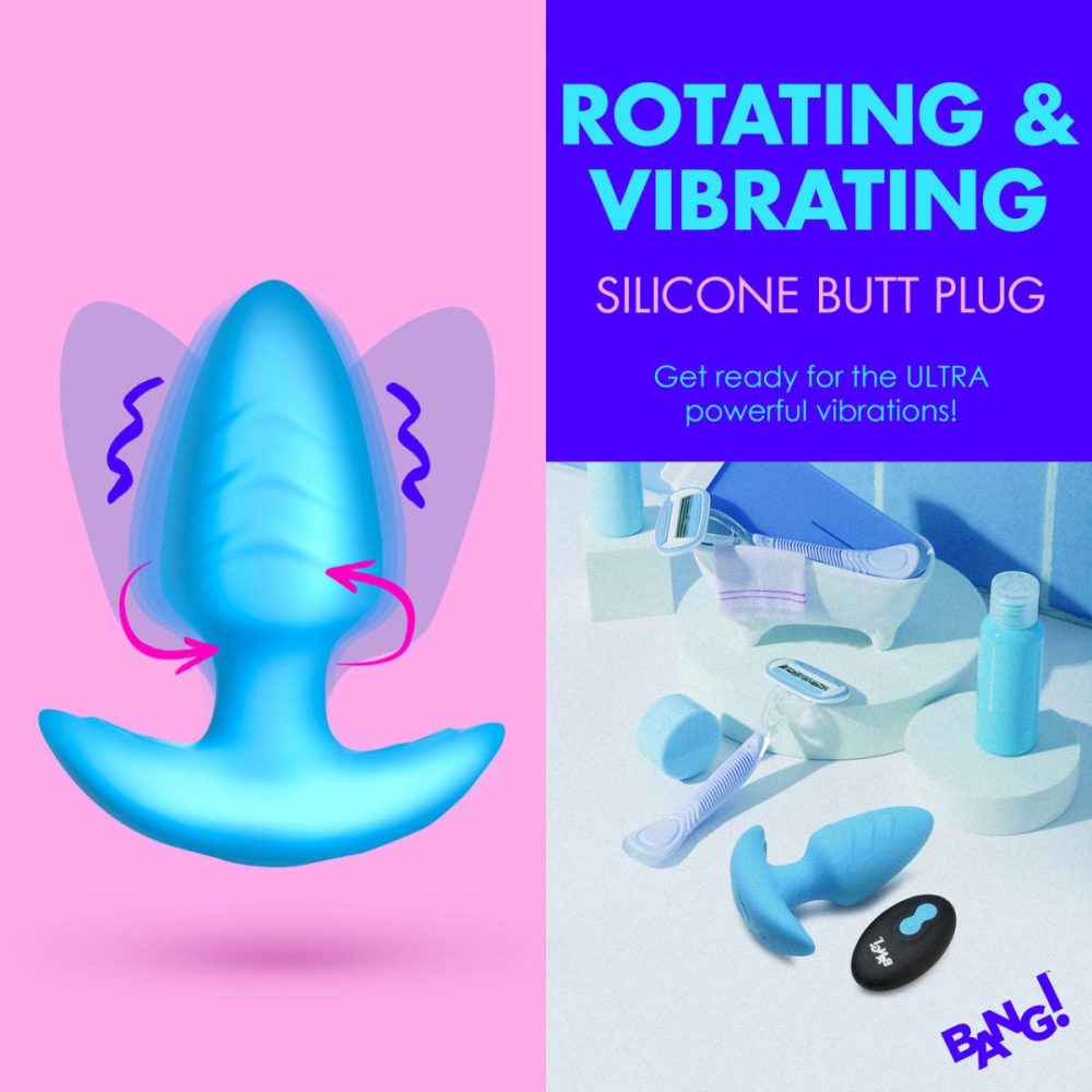 Vibrating Butt Plugs & Probes | Rechargeable Rotating & Vibrating Silicone Butt Plug With Remote – Blue