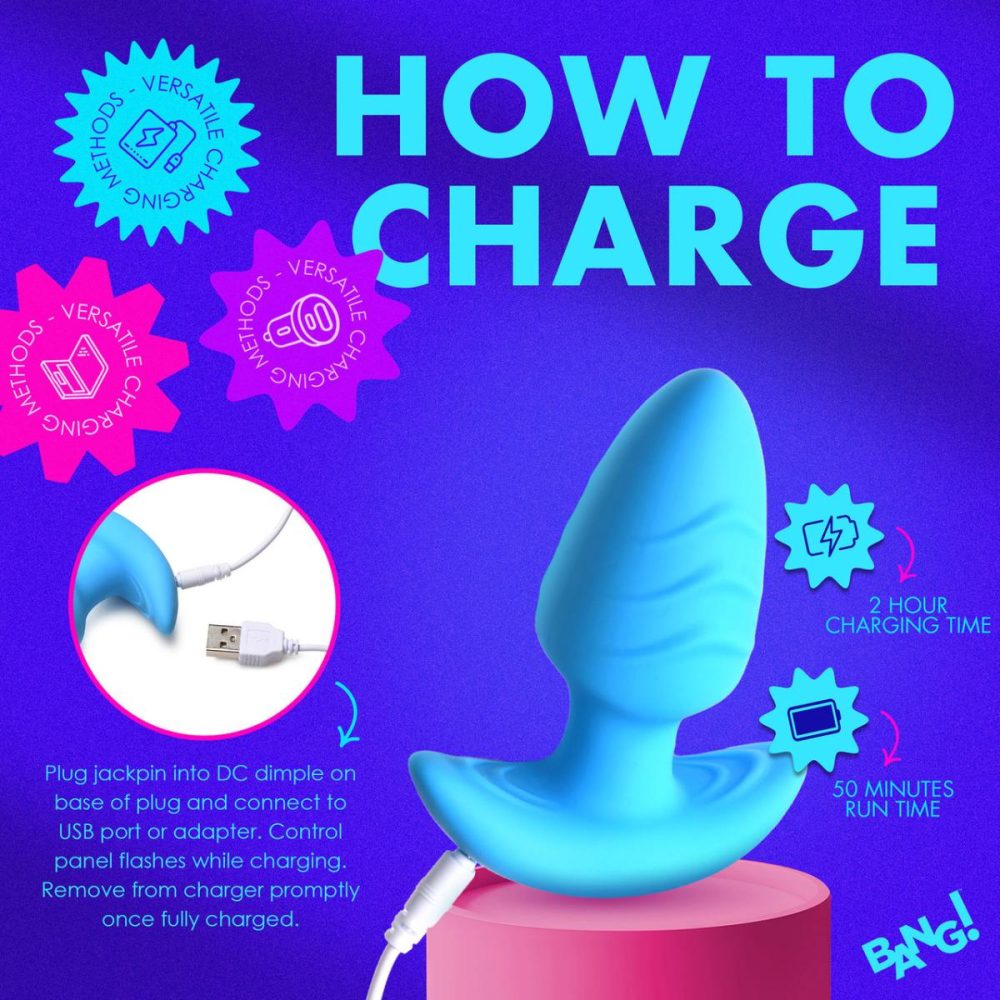 Vibrating Butt Plugs & Probes | Rechargeable Rotating & Vibrating Silicone Butt Plug With Remote – Blue