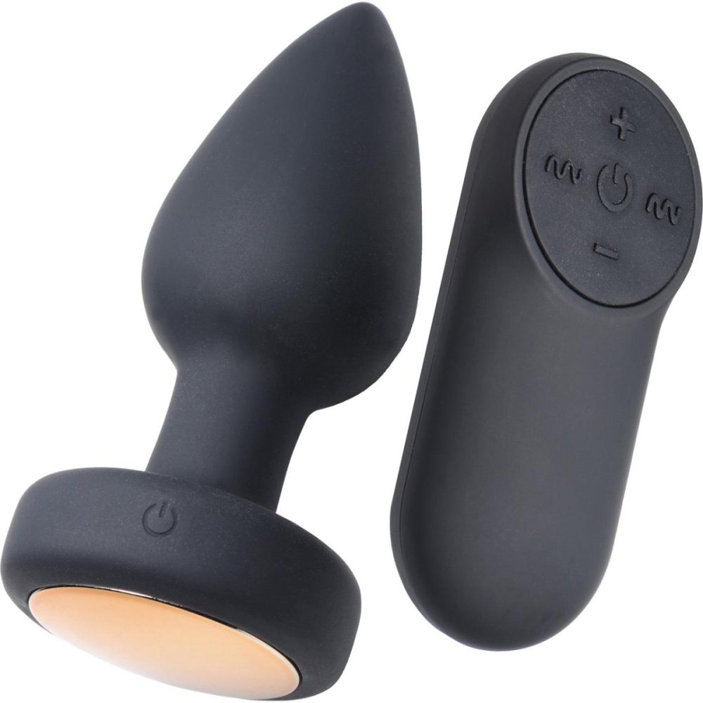 Vibrating Butt Plugs & Probes | Silicone 7 Mode Vibrating Butt Plug With LED Light Up Base & Remote – Small