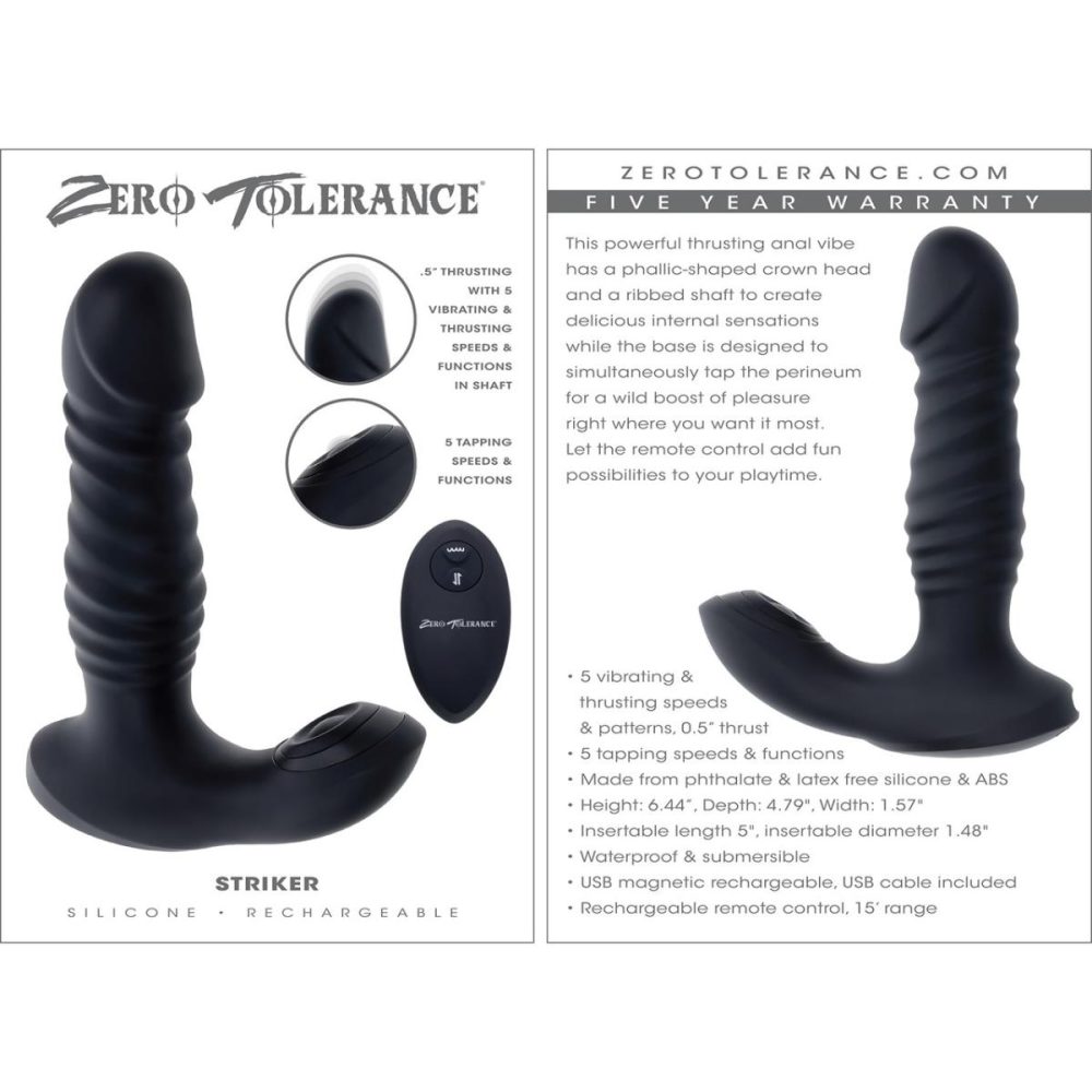 Vibrating Butt Plugs & Probes | Striker Rechargeable Silicone Thrusting & Tapping Anal Vibrator With Remote