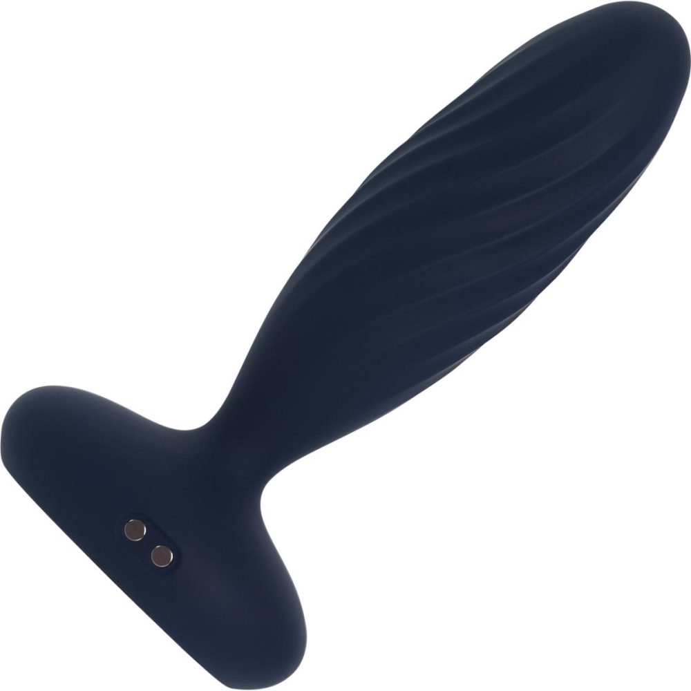 Vibrating Butt Plugs & Probes | SVAKOM Jordan App Enabled Silicone Thrusting & Vibrating Anal Plug With Remote – Navy Blue