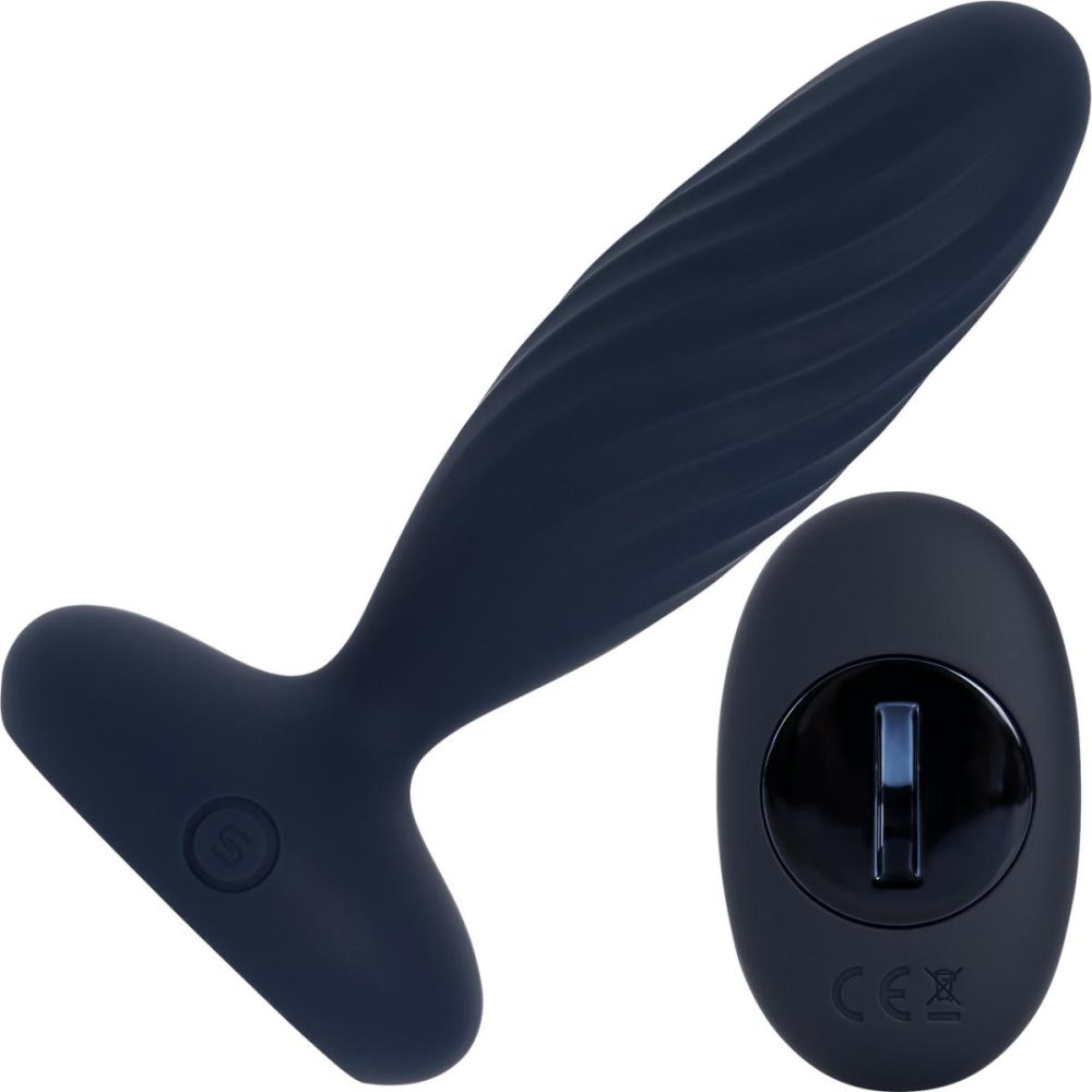 Vibrating Butt Plugs & Probes | SVAKOM Jordan App Enabled Silicone Thrusting & Vibrating Anal Plug With Remote – Navy Blue