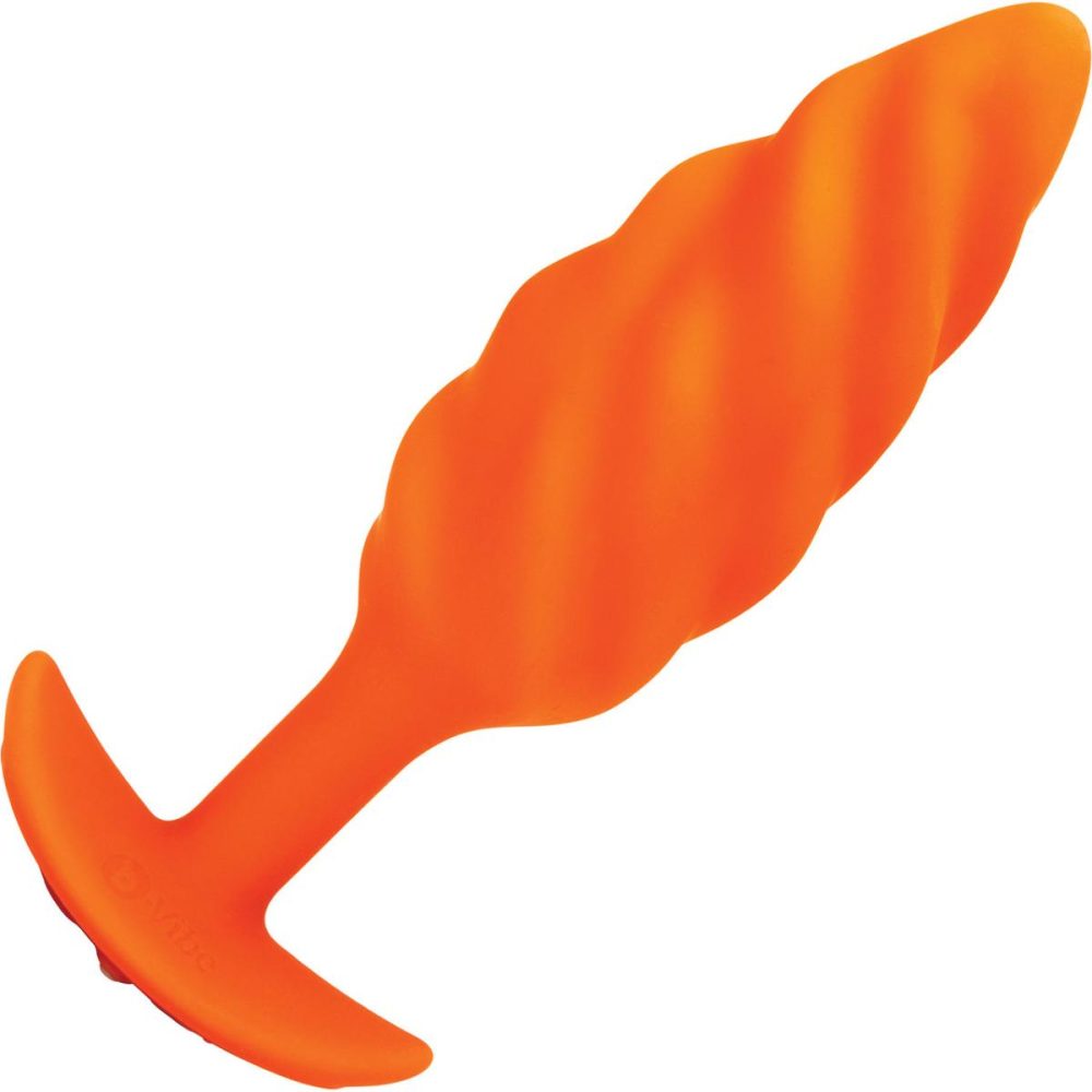 Vibrating Butt Plugs & Probes | Swirl Texture Medium Vibrating Rechargeable Silicone Anal Plug – Orange