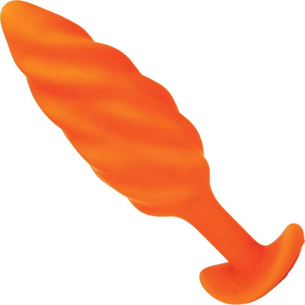 Vibrating Butt Plugs & Probes | Swirl Texture Medium Vibrating Rechargeable Silicone Anal Plug – Orange