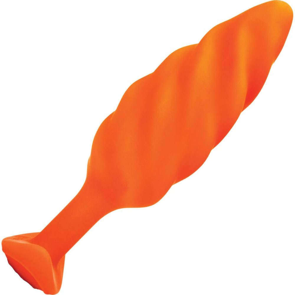 Vibrating Butt Plugs & Probes | Swirl Texture Medium Vibrating Rechargeable Silicone Anal Plug – Orange