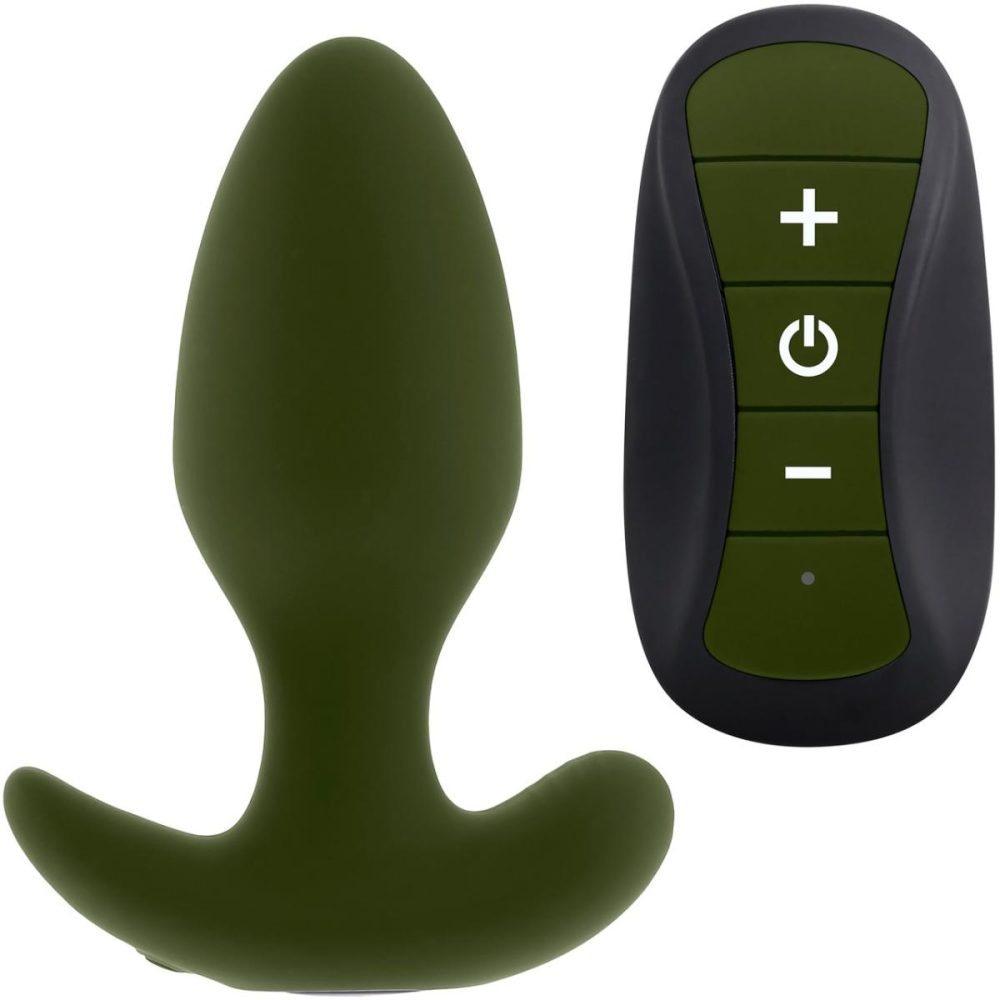 Vibrating Butt Plugs & Probes | The Colonel Silicone Rechargeable Waterproof Vibrating Butt Plug With Remote – Green