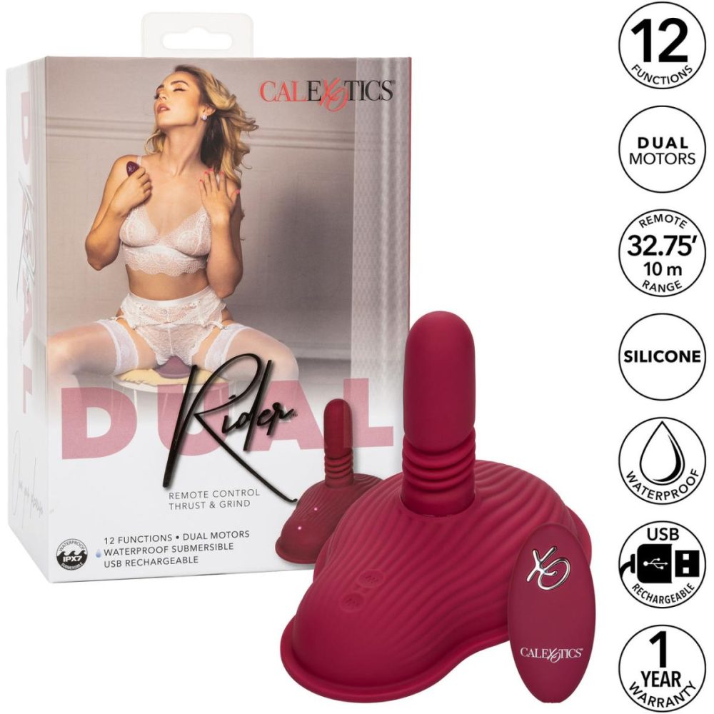 Vibrating Silicone Grinders | Dual Rider Thrust & Grind Silicone Rechargeable Grinding Vibrator With Remote