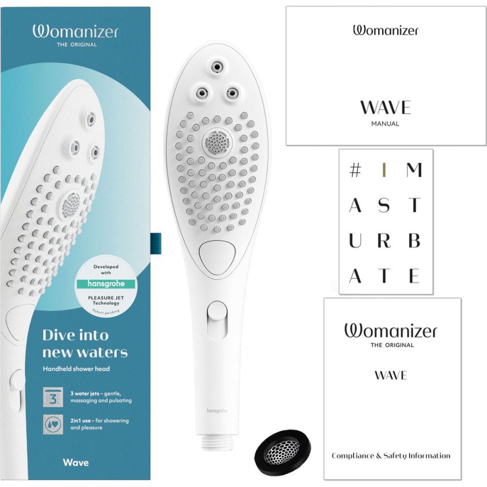 Water Gadgets & Accessories | Wave Shower Head & Water Massage Clitoral Stimulator – White