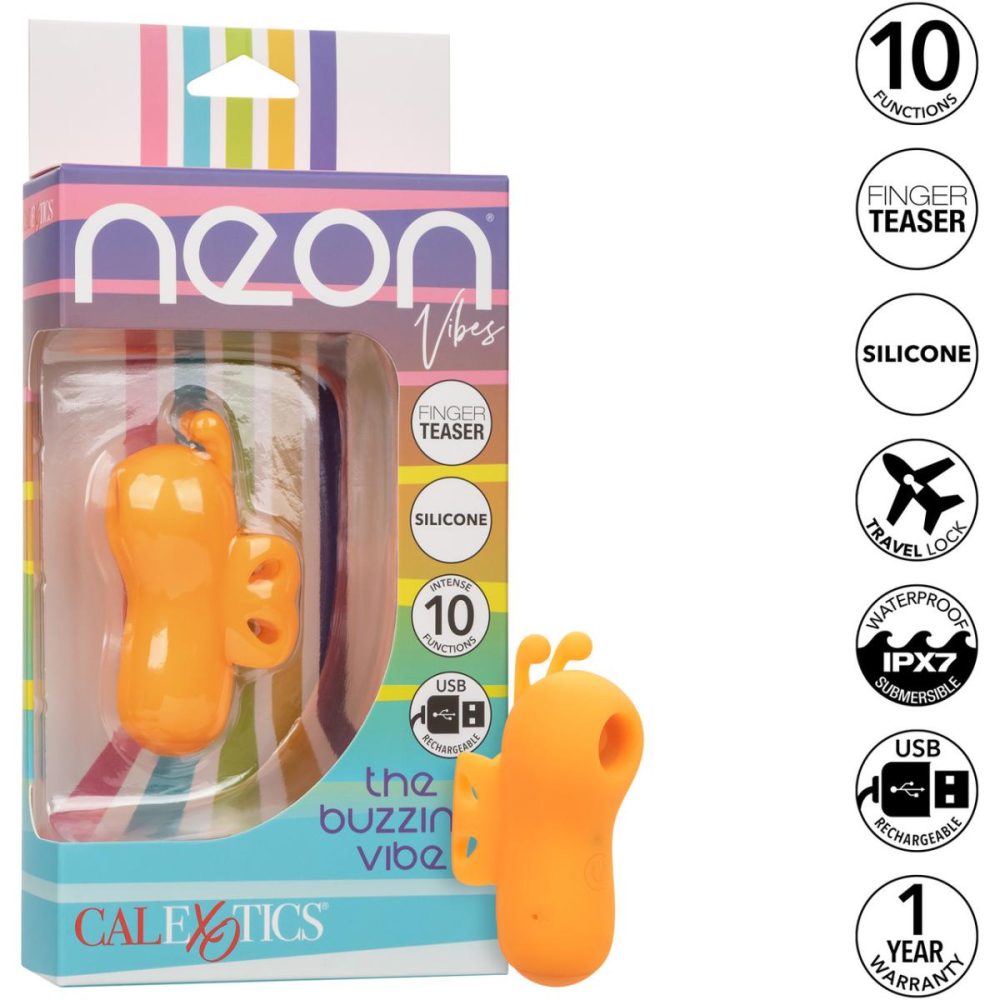 Wearable Vibrators | Neon Vibes The Buzzing Vibe Rechargeable Waterproof Silicone Thumping Finger Vibrator