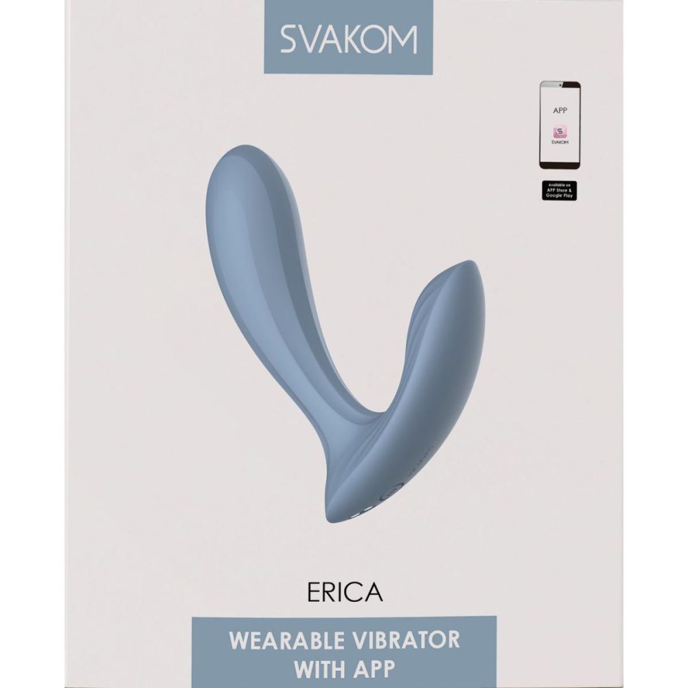 Wearable Vibrators | SVAKOM ERICA Wearable App Controlled Silicone Dual Stimulation Vibrator – Dusty Blue