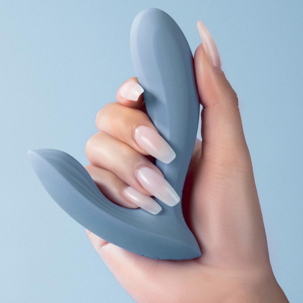 Wearable Vibrators | SVAKOM ERICA Wearable App Controlled Silicone Dual Stimulation Vibrator – Dusty Blue