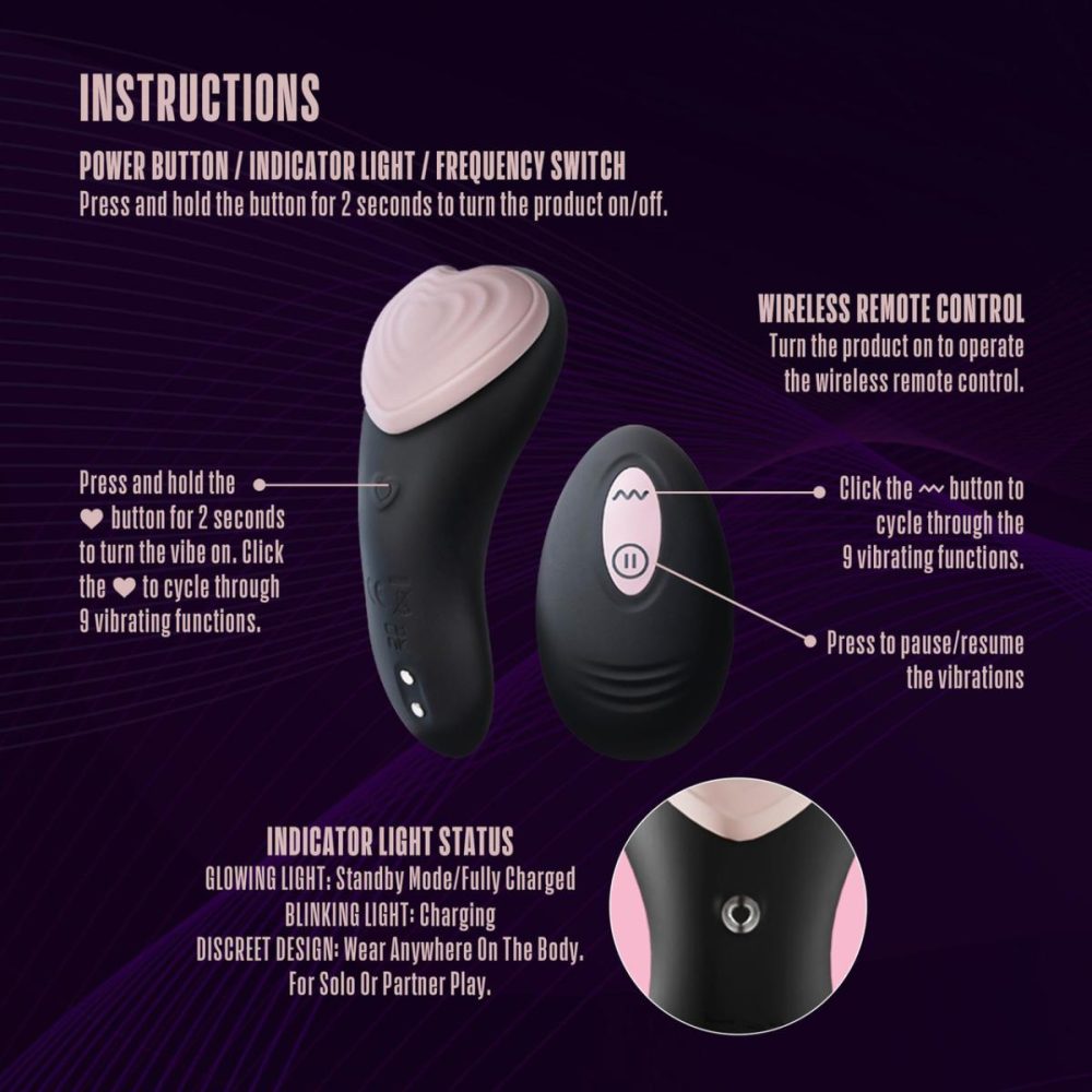 Wearable Vibrators | Temptasia Heartbeat Silicone Rechargeable Panty Vibe With Remote