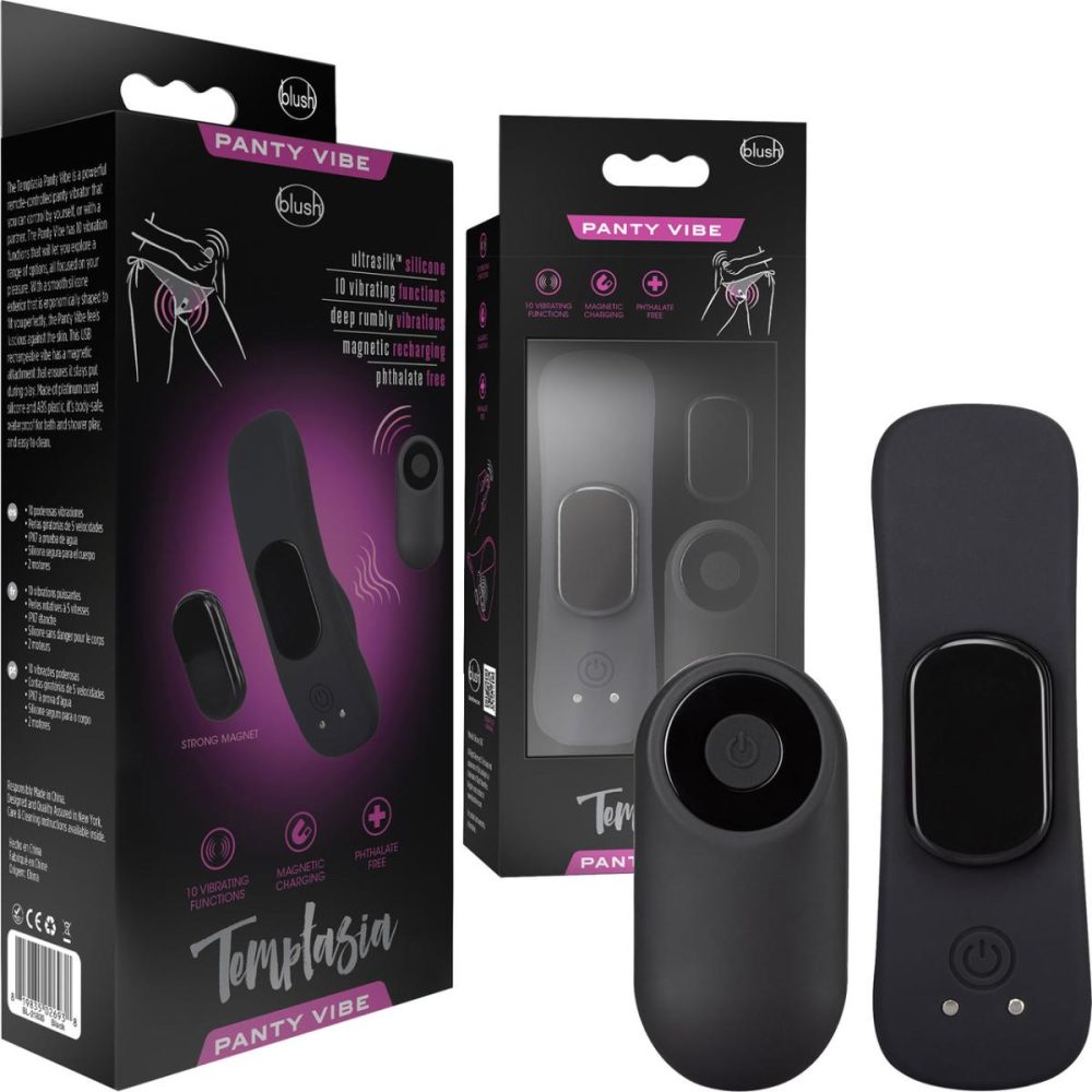 Wearable Vibrators | Temptasia Remote Control Silicone Rechargeable Panty Vibe – Black