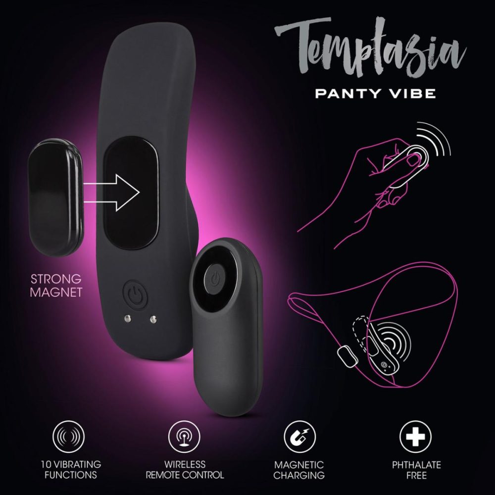 Wearable Vibrators | Temptasia Remote Control Silicone Rechargeable Panty Vibe – Black