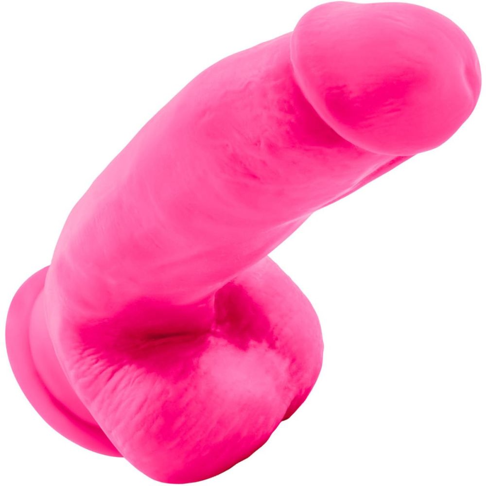 Dual Density Dildos | Neo Elite 7 Inch Dual Density Realistic Silicone Dildo With Balls by – Neon Pink