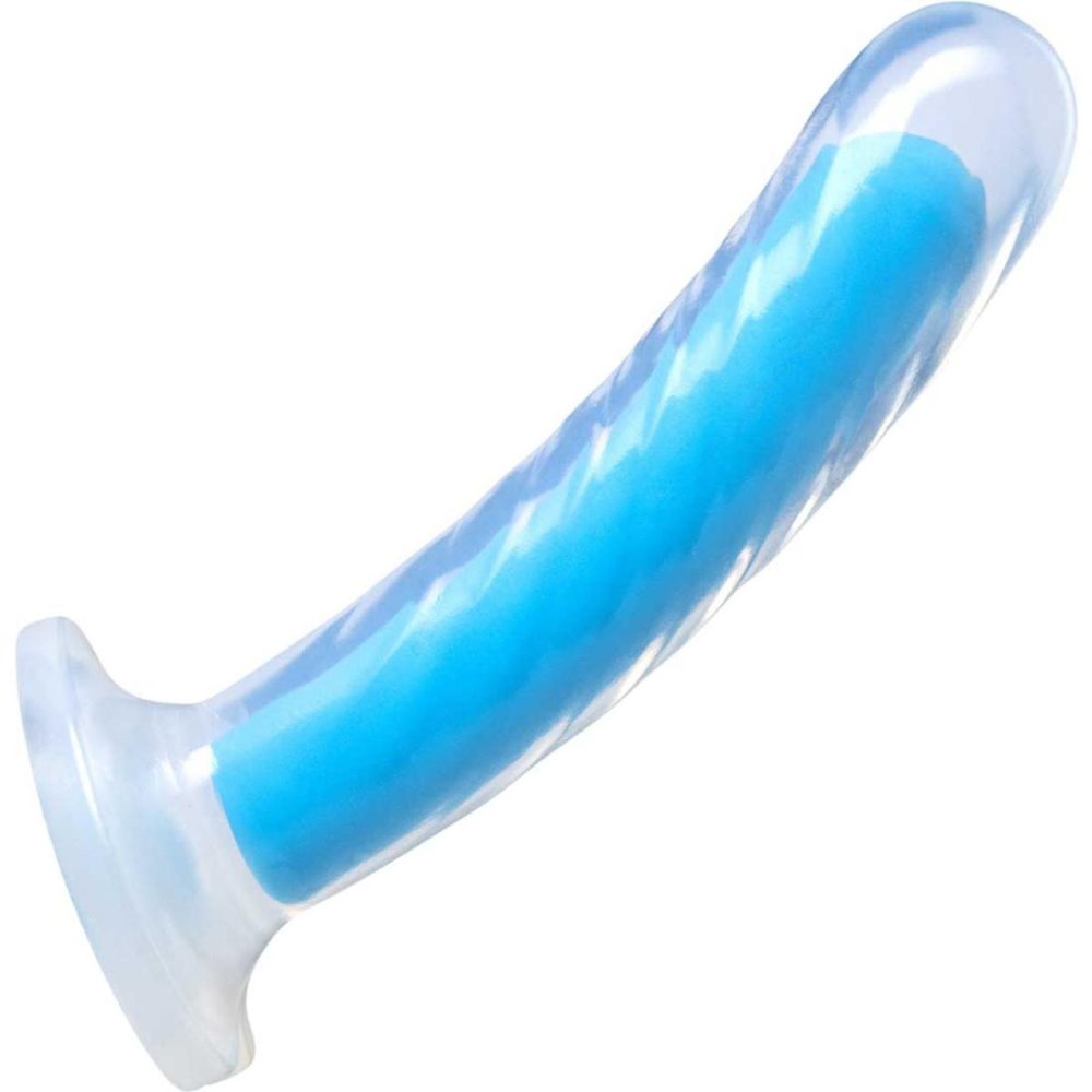 Non-Phallic Dildos | Neo Elite Tao Glow In The Dark 7" Dual Density Suction Cup Silicone Dildo by – Neon Blue