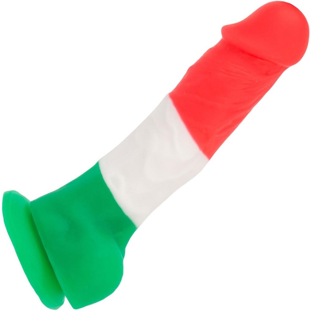 Semi-Realistic Dildos | – Leonardo 7" Silicone Suction Cup Dildo With Balls – Red, White, Green