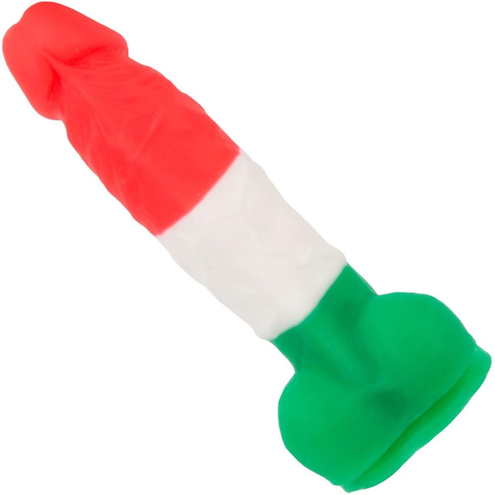 Semi-Realistic Dildos | – Leonardo 7" Silicone Suction Cup Dildo With Balls – Red, White, Green