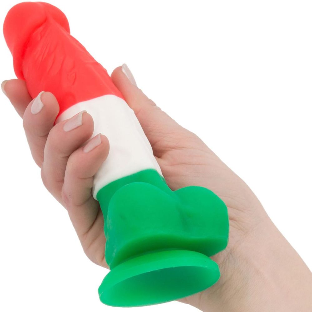 Semi-Realistic Dildos | – Leonardo 7" Silicone Suction Cup Dildo With Balls – Red, White, Green