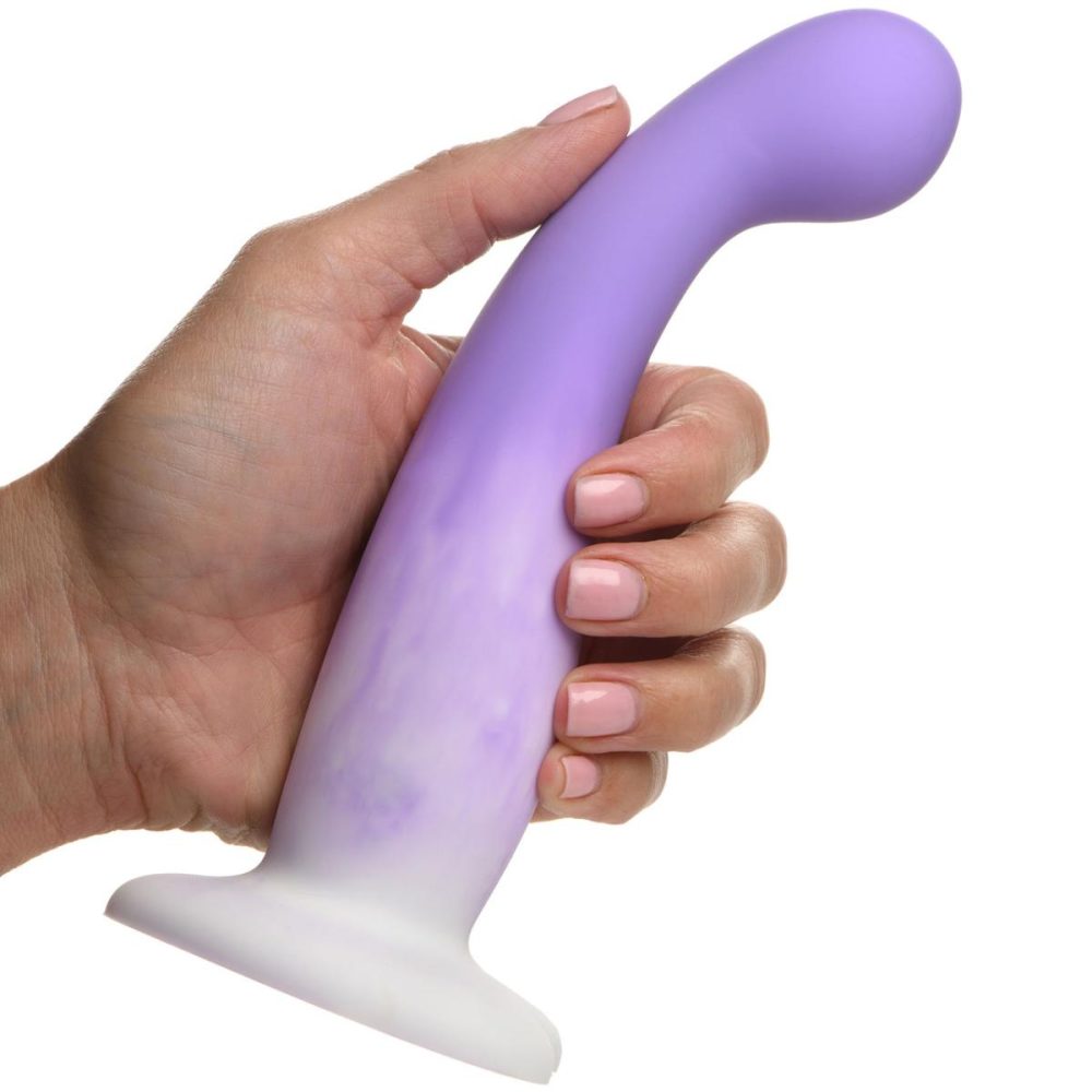 Non-Phallic Dildos | Simply Sweet Slim 7" Silicone G-Spot Suction Cup Dildo – Purple & White