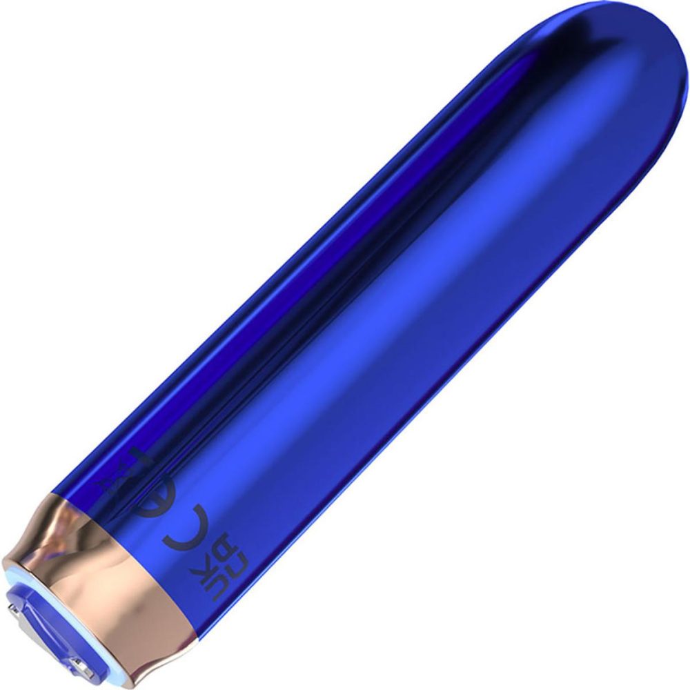 Bullet & Egg Vibrators | Maximum Rechargeable Waterproof Bullet Vibrator With Silicone Comfy Cuff – Blue