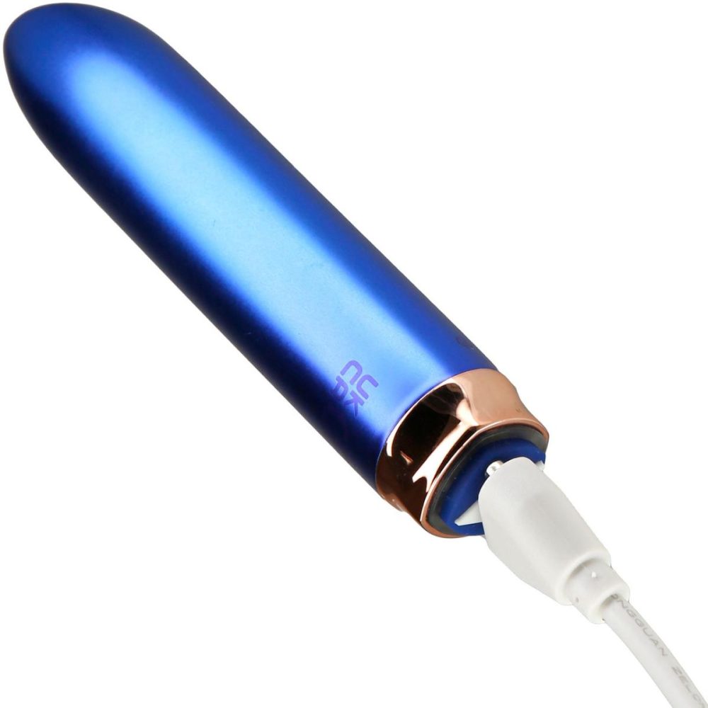 Bullet & Egg Vibrators | Maximum Rechargeable Waterproof Bullet Vibrator With Silicone Comfy Cuff – Blue